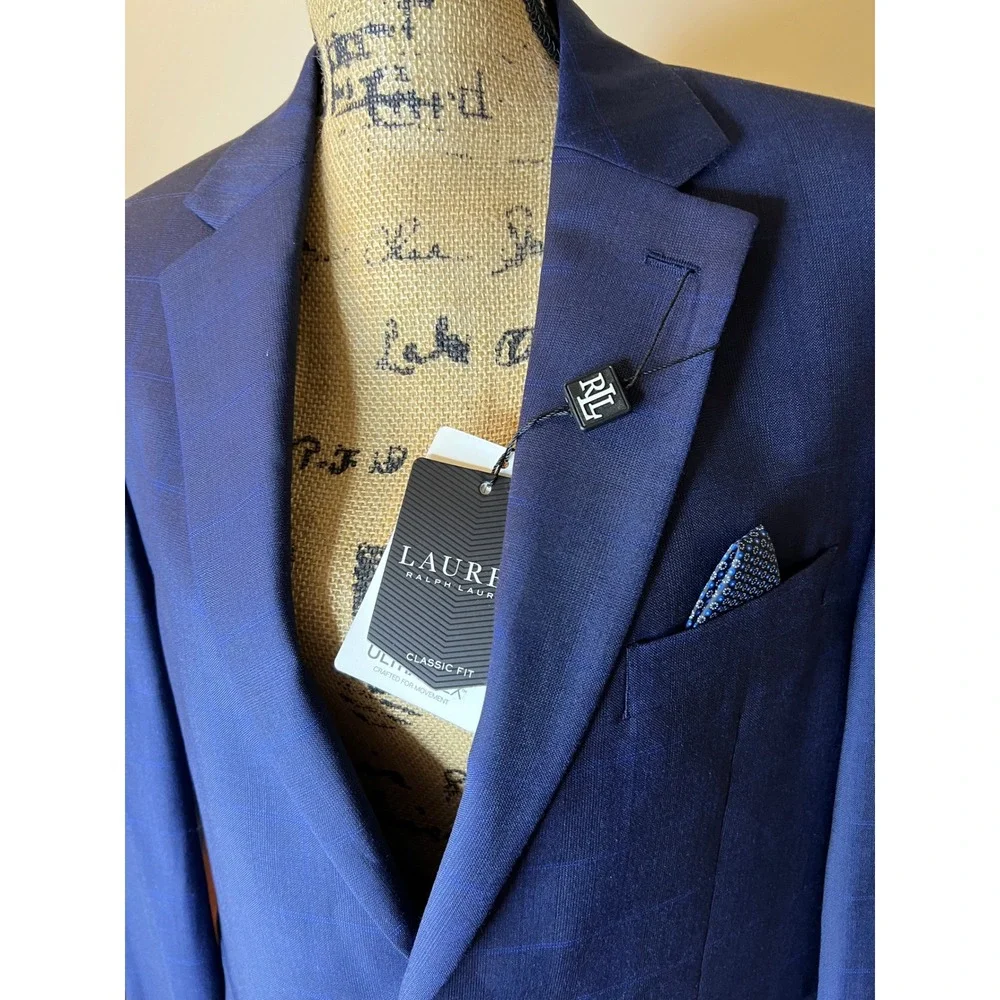Lauren Ralph Lauren size 42S men's navy blue classic fit‎ ultra flex suit jacket